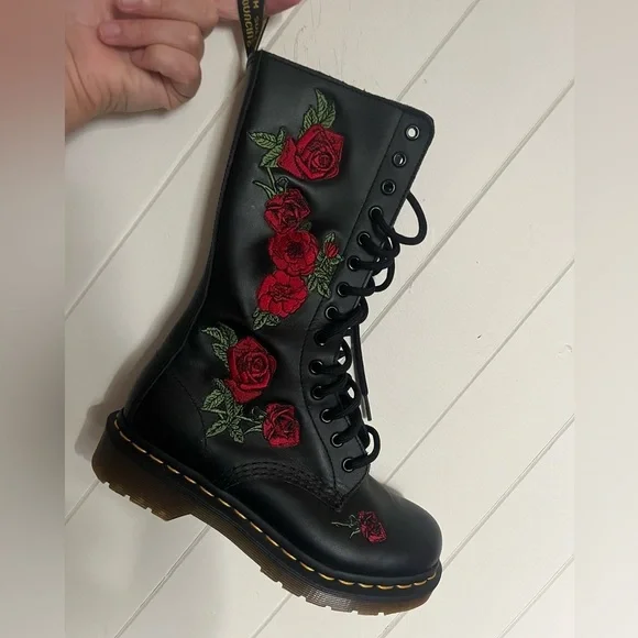 Dr Martens Floral Embroidered Boots - Picture 2 of 6